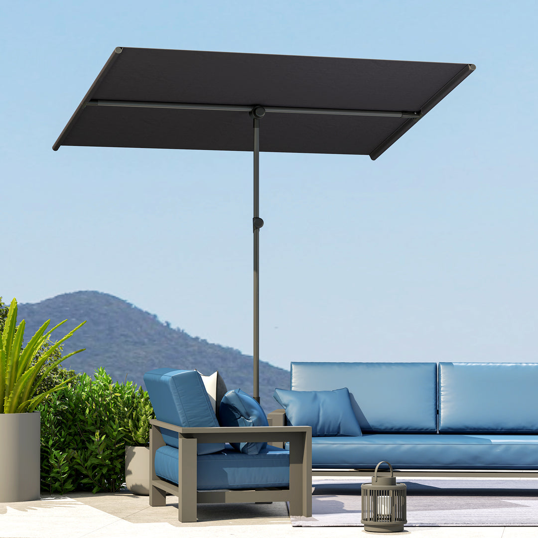 Parasol 180 graders drejelig højdejusterbar haveparasol med aluminiumsstang 150x205cm mørkegrå