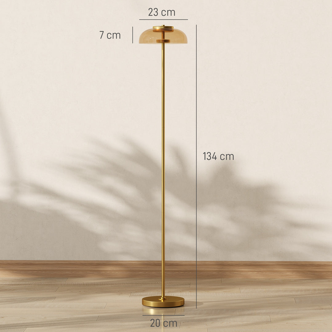 LED-gulvlampe til stuen, gulvlampe med 3000 K varmt lys, fodkontakt, 25 x 25 x 134 cm, messing