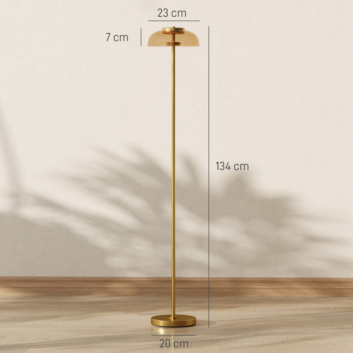 LED-gulvlampe til stuen, gulvlampe med 3000 K varmt lys, fodkontakt, 25 x 25 x 134 cm, messing