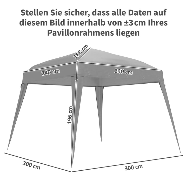 Gazebo udskiftningstag, udskiftningsovertræk til 3 x 3 m havepavillon, udskiftningstag til havetelt, upf 50+, oxfordstof, lysegrå