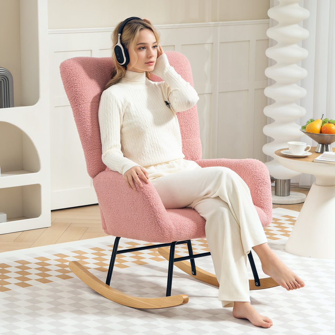 Gyngestol, hyggeligt betræk, tyk polstring, skridsikker, pink