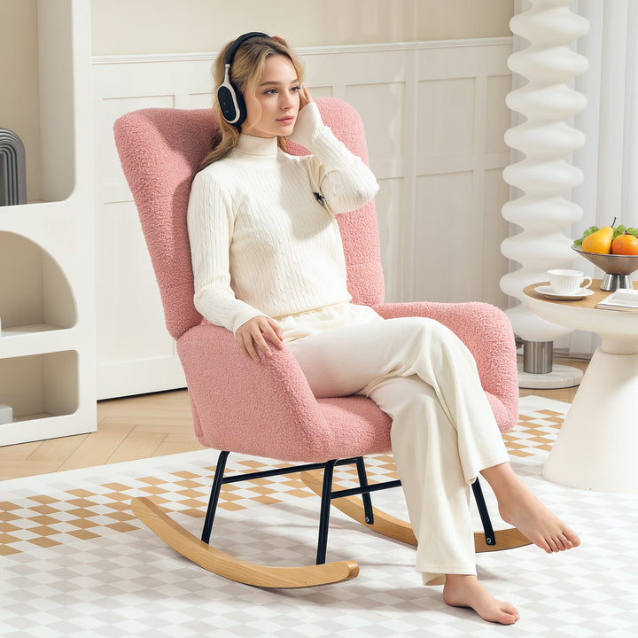 Gyngestol, hyggeligt betræk, tyk polstring, skridsikker, pink