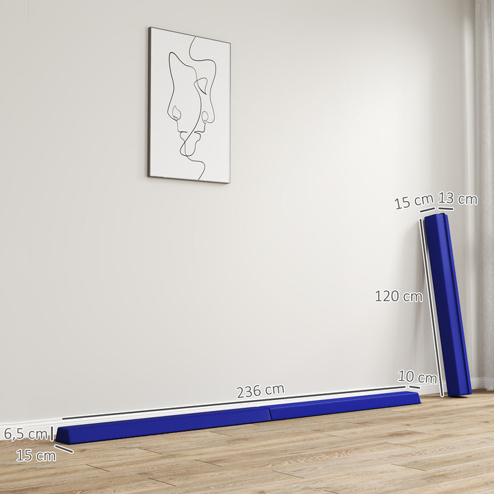 Balancebom 2,4 m, foldbar, skridsikker bund, til 3+ år, op til 80 kg, blå