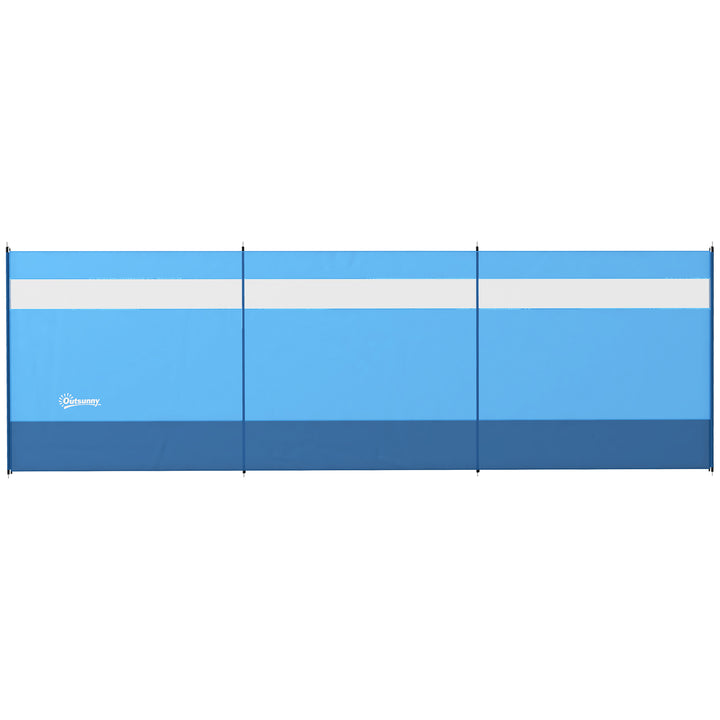 Læhegn med vindue og bæretaske, stålstænger, 440x140cm, blå