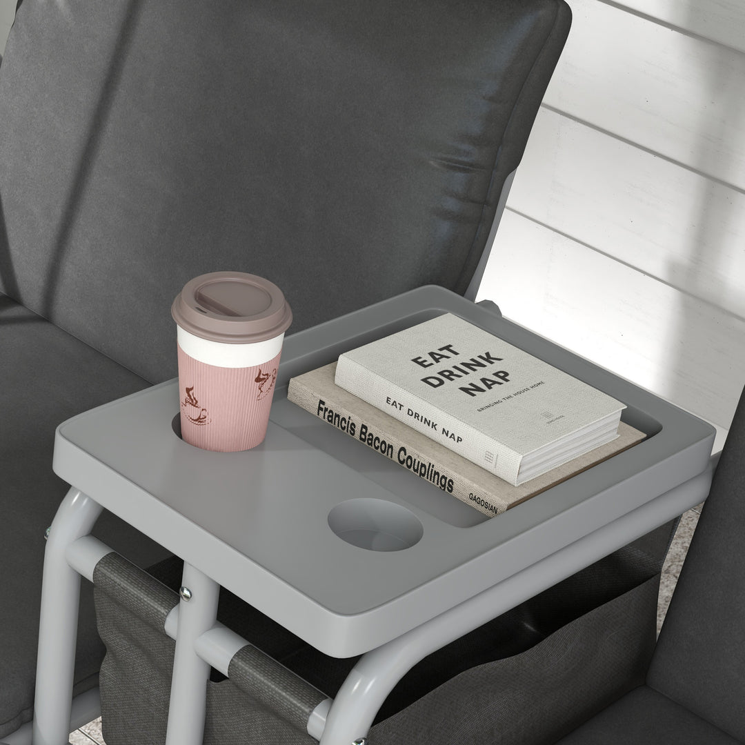 2-Personers verandagynge med baldakin og bord, metalstel, op til 180 kg, 175 x 110 x 165 cm, sort