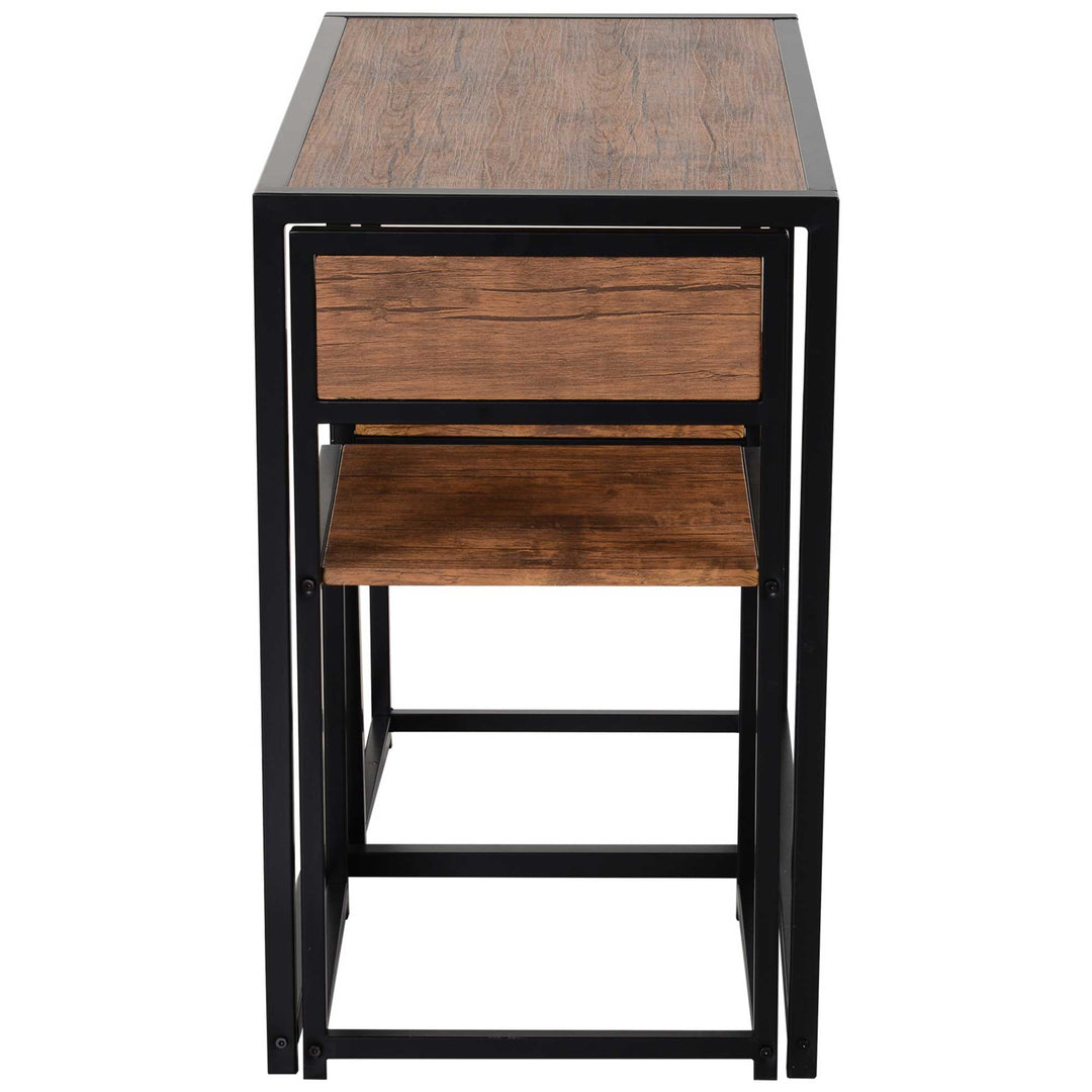 3-delt barbordssæt, højbordssæt, 3-delt, 2 stole, 1 bord, 90 cm x 47 cm x 76 cm, brun + sort