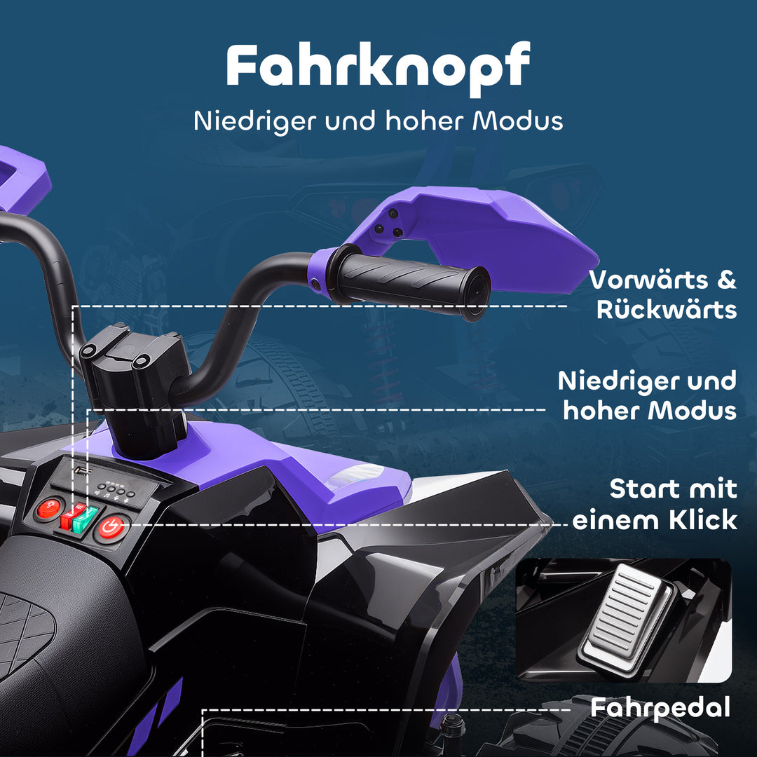 Børns elektriske ATV, 24V elektrisk køretøj med 4 hjul, forlygter, USB-port, MP3-funktion, 6,5 km/t, 3-8 år