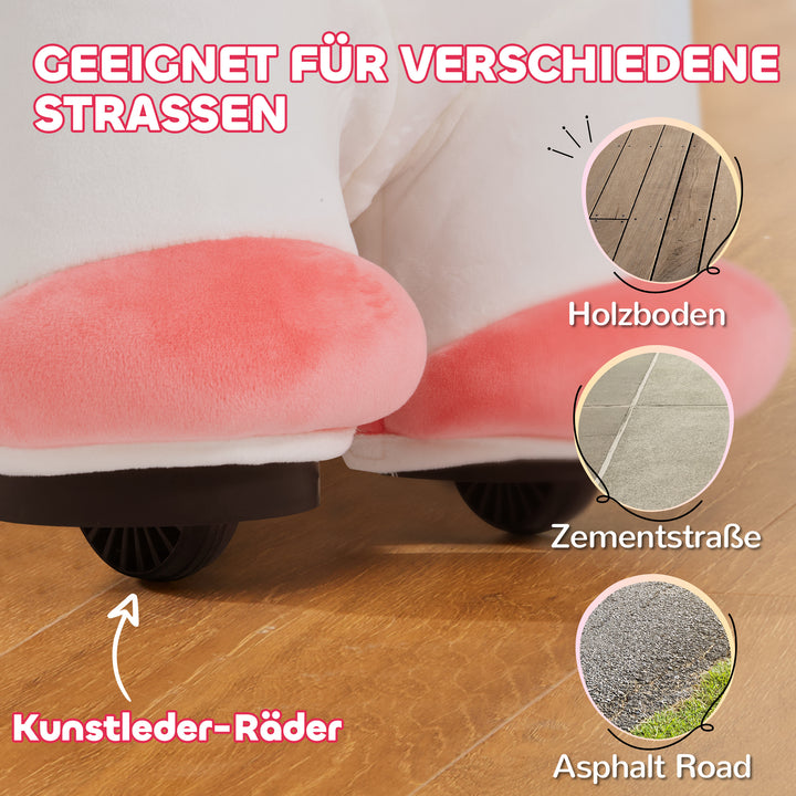 6V elektrisk rideenhjørning til børn, batteridrevet, med musikfunktion og fremadgående bevægelse, 18-36 måneder, hvid