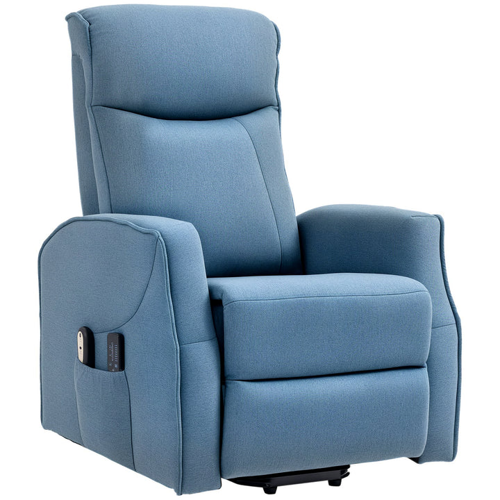 Massagestol med ståstøtte, afslappende stol, inklusive fjernbetjening, 1 sidelomme, fodstøtte, blå