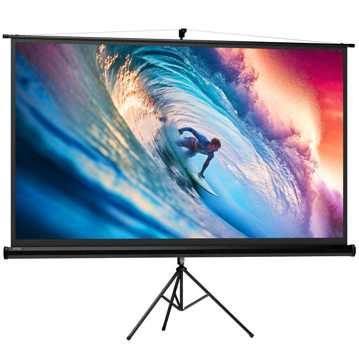 Projektorlærred med stativ 221 x 124 cm 100 tommer 16:9 HD 4K rullelærred