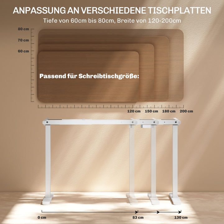 Elektrisk skrivebordsstel, højdejusterbart, med hukommelsesfunktion, stål, hvid