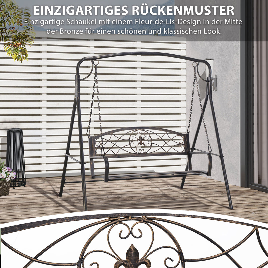 Havegynge, gyngebænk til haven, udendørs gynge, vintage design, messinglook, 167 cm x 123 cm x 175 cm