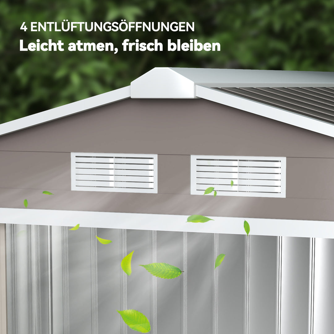 Redskabsskur med skydedøre 2,13 x 1,30 x 1,85 cm metalgrå