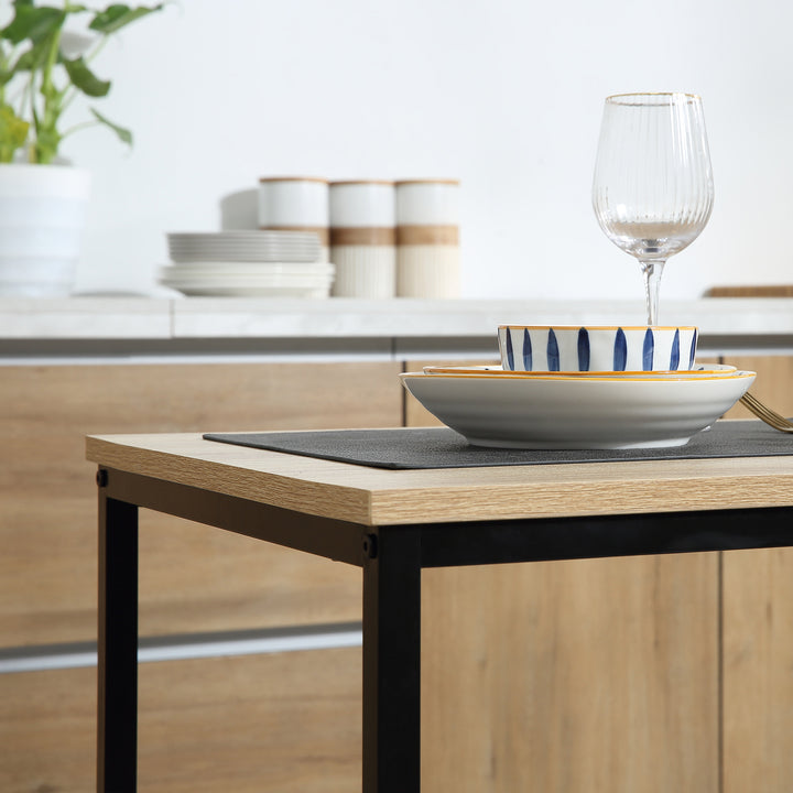 Spisebordsæt med 2 stole, kompakt bord- og stolesæt til spisestue, stue, køkken, med metalramme