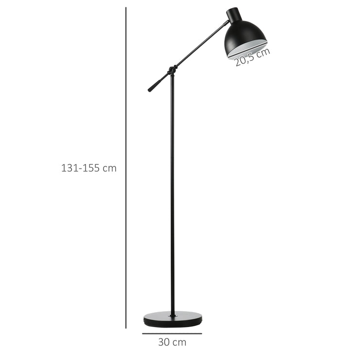 Industriel gulvlampe, højdejusterbar, med gulvkontakt; 30 m x 30 cm x 131 cm, sort