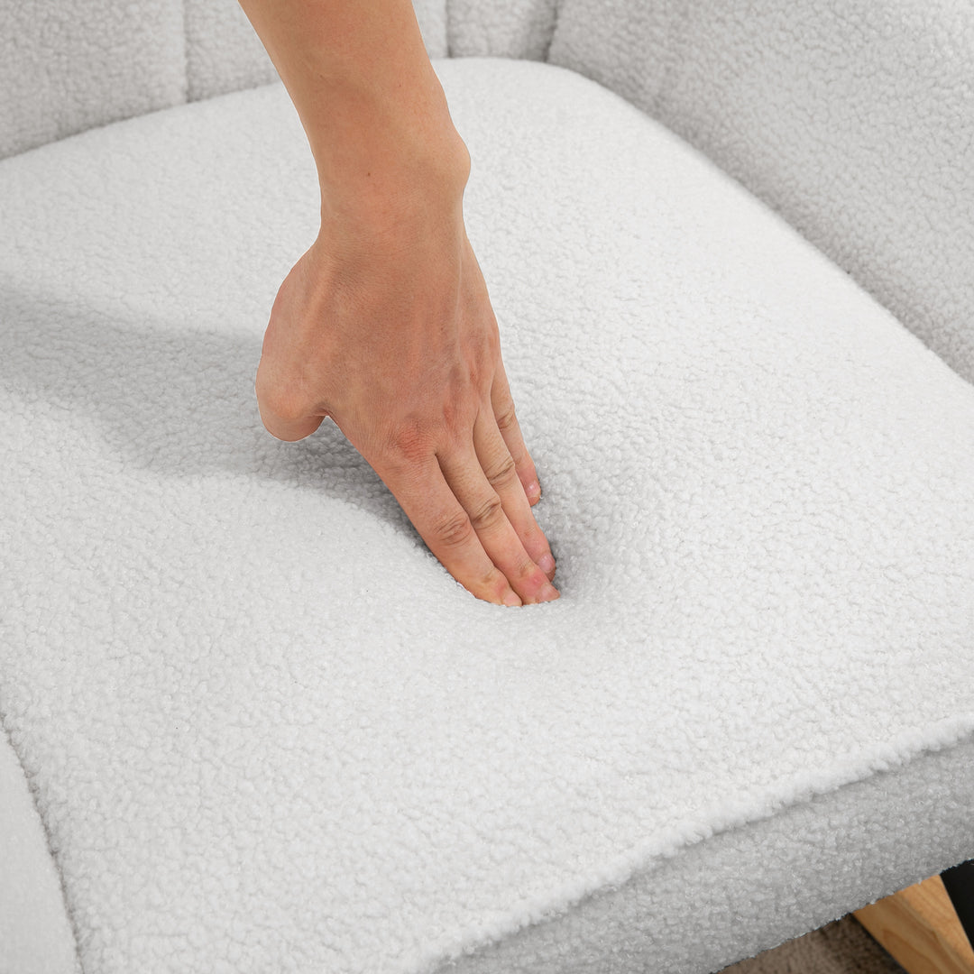 Gyngestol moderne design gyngestol, sherpa fleece, quiltet, 63 cm x 95 cm x 97 cm natur + grå