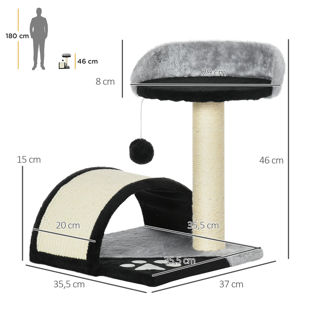 Kradsetræ med legebolde kradsetræ til katte sisalreb kradsetræer sort 35,5 x 37 x 46 cm