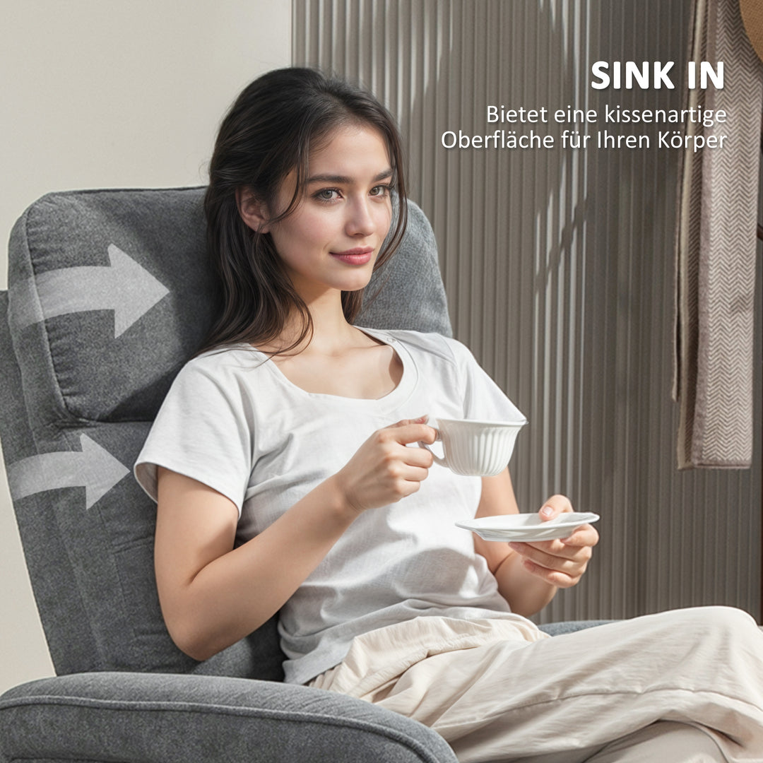 Massagestol med fjernbetjening, 8 massagepunkter, lændevarme, usb-port, sidelomme, polstret stol, grå