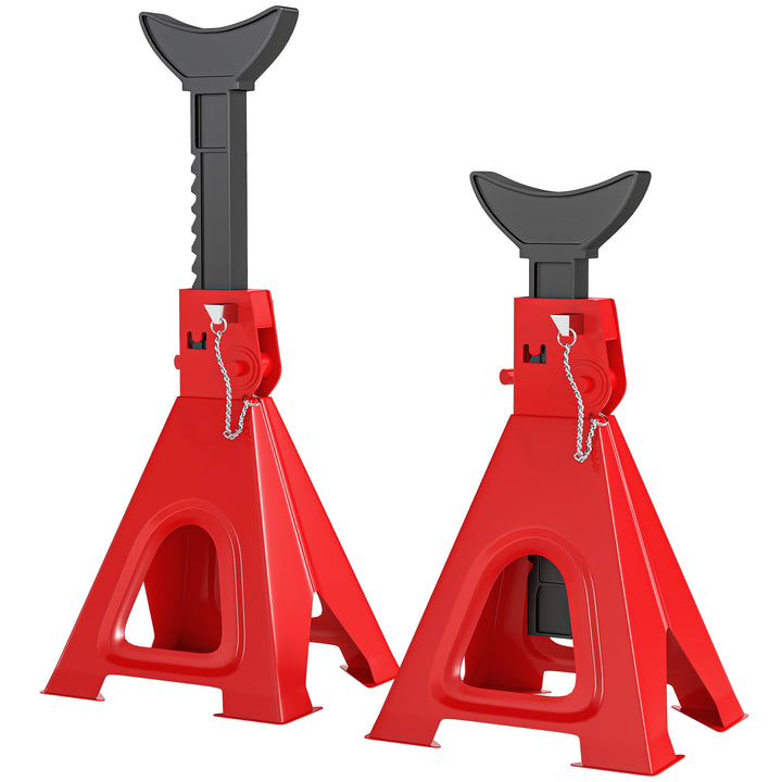 Donkraft 6 ton lasteevne 2 stk. støtteben inklusive 2 sikkerhedsstifter højdejusterbare rød