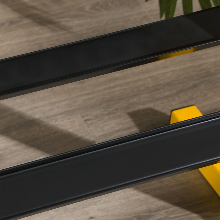 Håndvægtstativ til håndvægte, op til 270 kg, 2 hylder, stålramme, gul, 92,5 x 50,5 x 80,5 cm