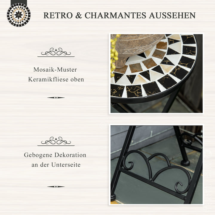 Plantestativ 36 x 67 cm blomsterstativ planteholder foldbar rund til balkon stenmosaik have indendørs udendørs flerfarvet