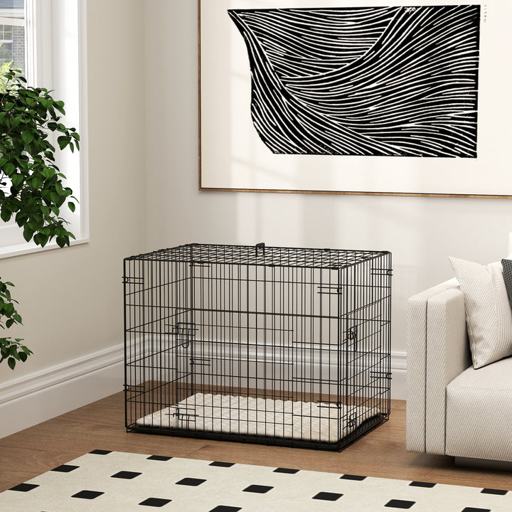 Sammenklappelig hundebur til små hunde, 75 x 48,5 x 53 cm, sort