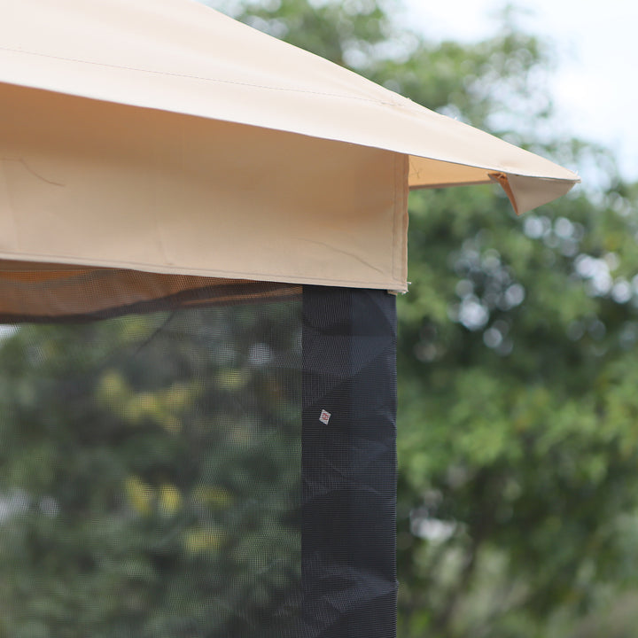 Hollywood gynge, havegynge med sidepaneler, 3-personers, beige, 256 x 172 x 248 cm
