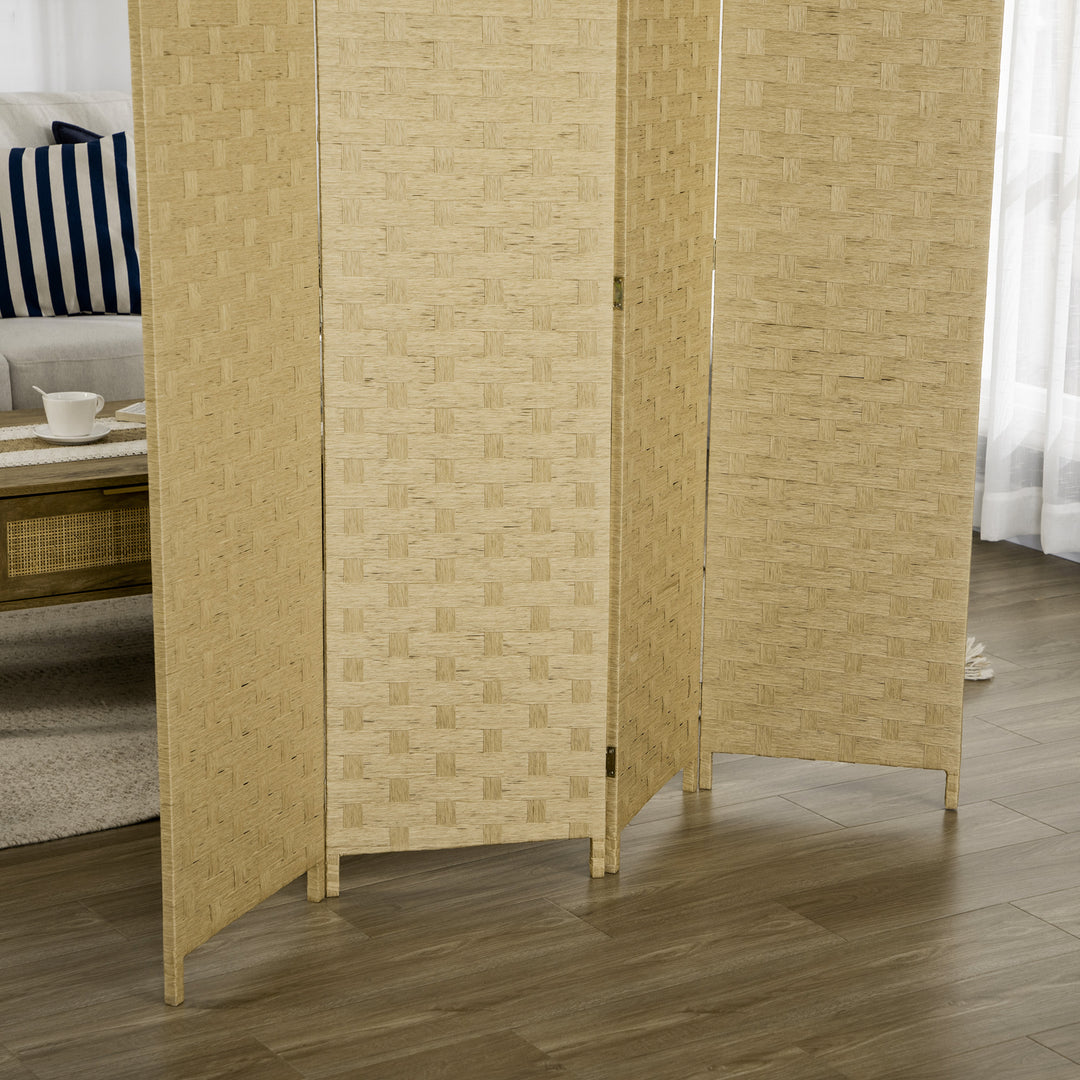 4-panels foldeskærm, 159,5 x 169,5 cm, lavet af bølgepap, til stue, brun