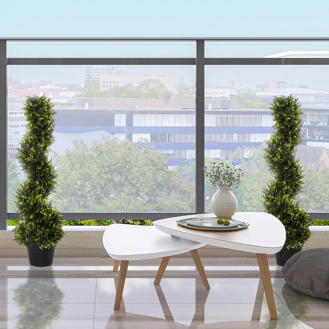 Kunstig spiralplante, spiralformet cedertræ med potte, 90 cm, kunstig cedertræ til udendørs og indendørs dekoration, grøn