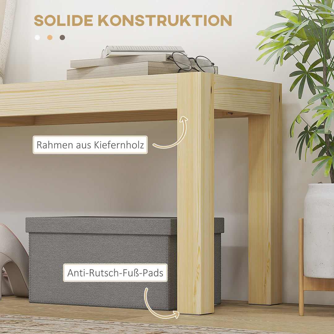 Bænk træbænk køkkenbænk, massivt træ, 3-personers bænk, 120 cm x 33 cm x 45 cm, naturlig