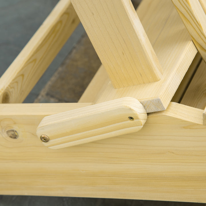 Adirondack stol, foldbar adirondack stol i træ. udendørs havestol med fodstøtte. høj ryg og armlæn. balkonstol. havestol til haven, altanen 78 x 140 x 94 cm. naturlig.