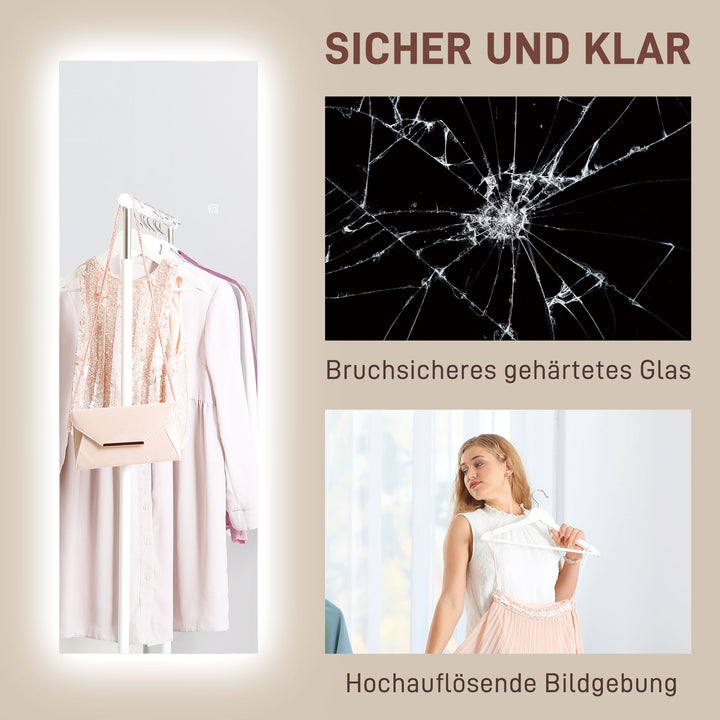 Led-spejl i fuld længde, dæmpbart, rammeløst, touch-betjening, 40 x 120 cm