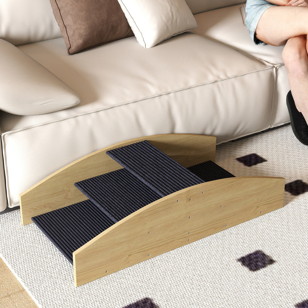 Agility hundegynge, 2-i-1 vippe og trappe, skridsikker, grantræ, 80 x 39,5 cm