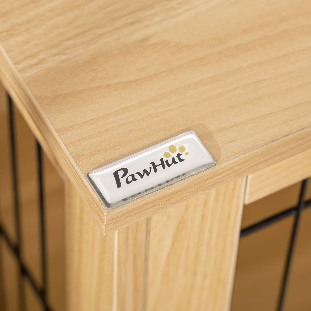 Trætransportkasse, hundebur 81 cm x 58,5 cm x 76 cm eg stål brun + sort