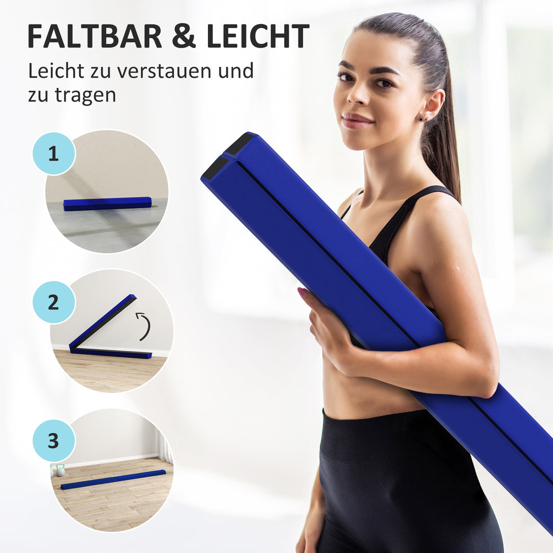Balancebom 2,4 m, foldbar, skridsikker bund, til 3+ år, op til 80 kg, blå