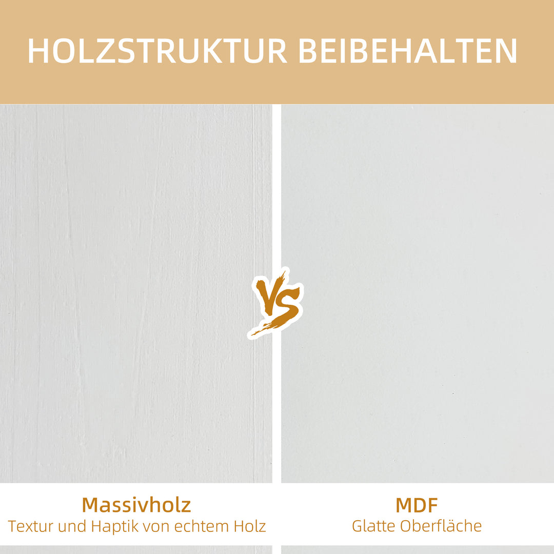 Væghylde, svævende hylde, 5 hylder, massivt træ, hvid