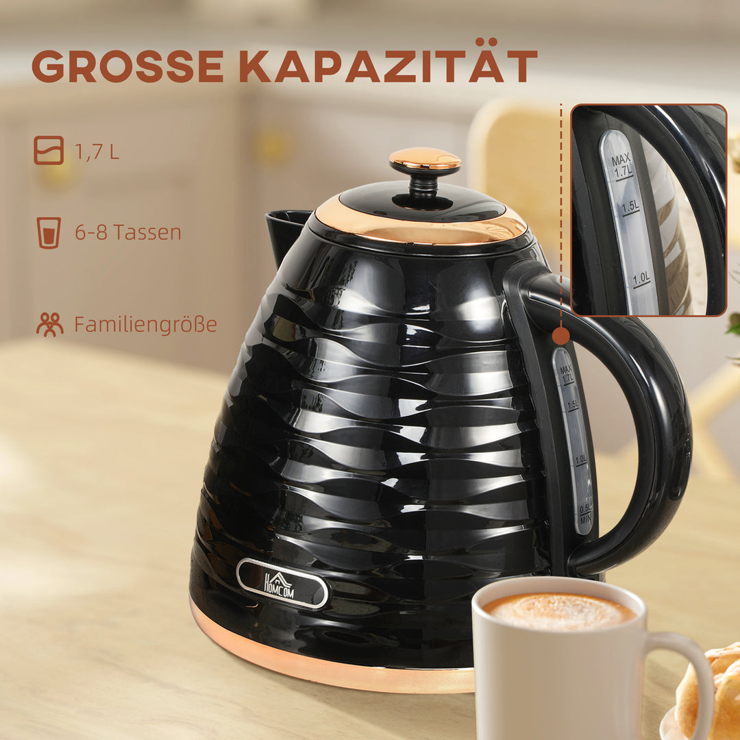 Elkedel, 1,7 l, 2,2 kW, hurtigkogningsfunktion med aftageligt, vaskbart antikalkfilter