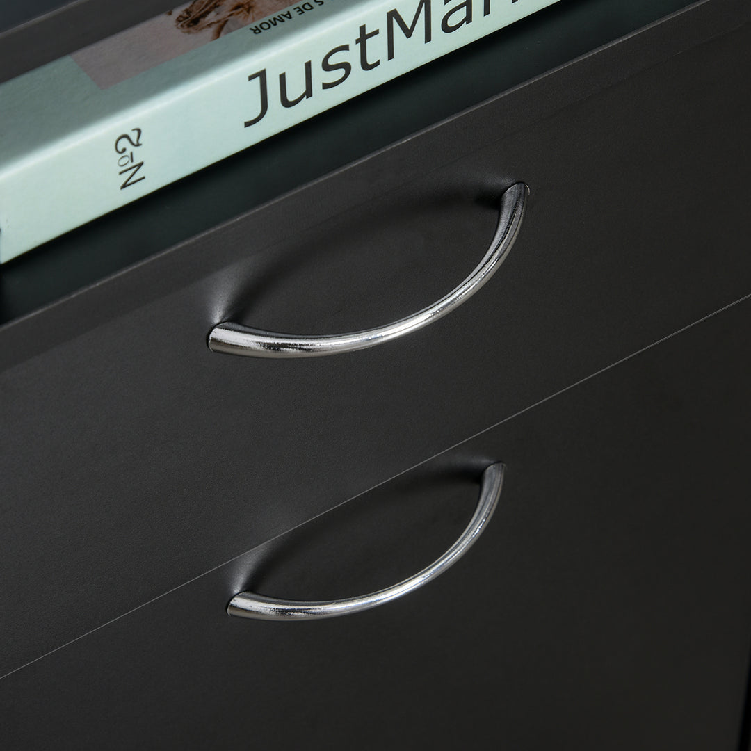 Rullende skuffebeholder, 1 rum, 1 hylde, 1 skuffe, 40 cm x 3 cm x 60 cm, sort