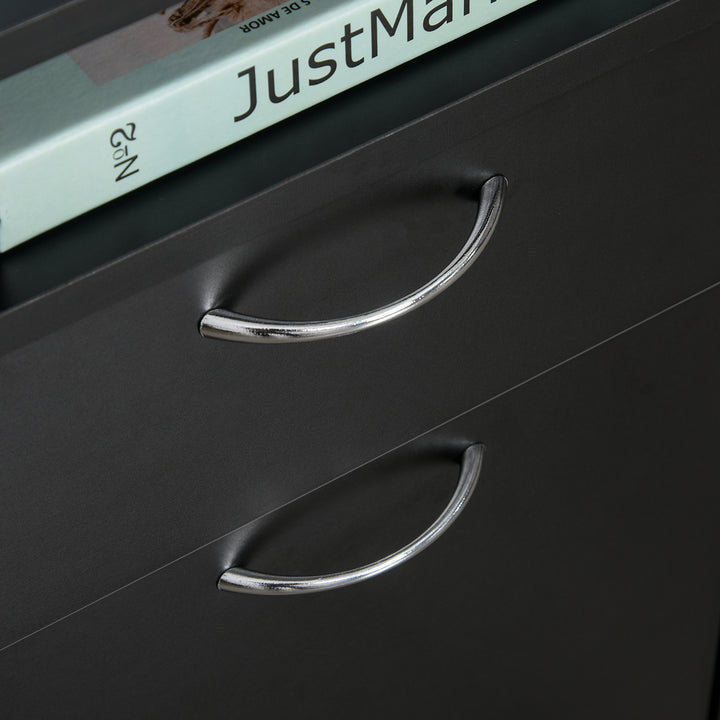 Rullende skuffebeholder, 1 rum, 1 hylde, 1 skuffe, 40 cm x 3 cm x 60 cm, sort