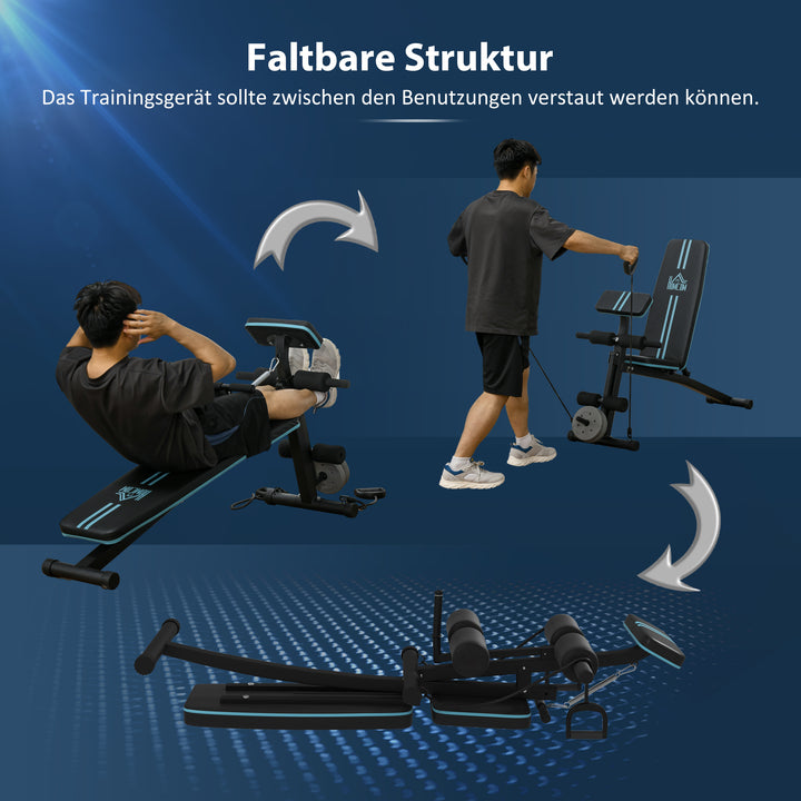 Vægtbænk, foldbar træningsbænk med 7-vejs justerbar ryglæn, fitnessbænk, lasteevne op til 120 kg, blå