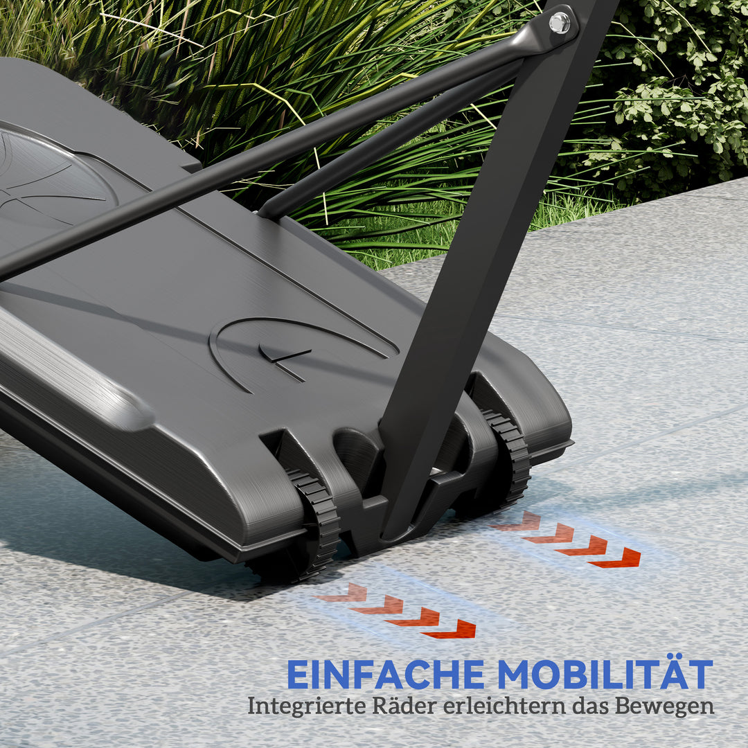 Basketballkurv, 146-236 cm højdejusterbar, basketballstativ, rullebar, stål, plastik, sort