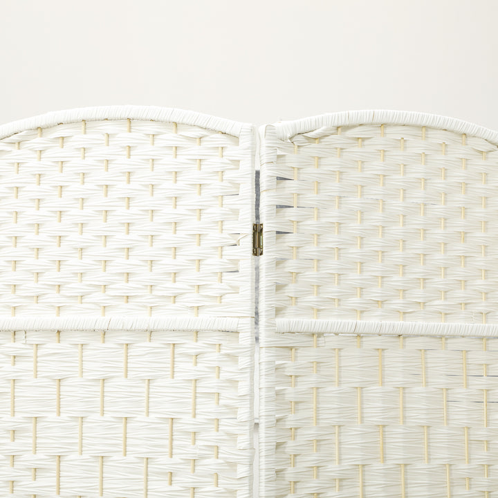 Rumdeler, 4-panels foldbar skillevæg, vævet mønster, fyrretræ, hvid