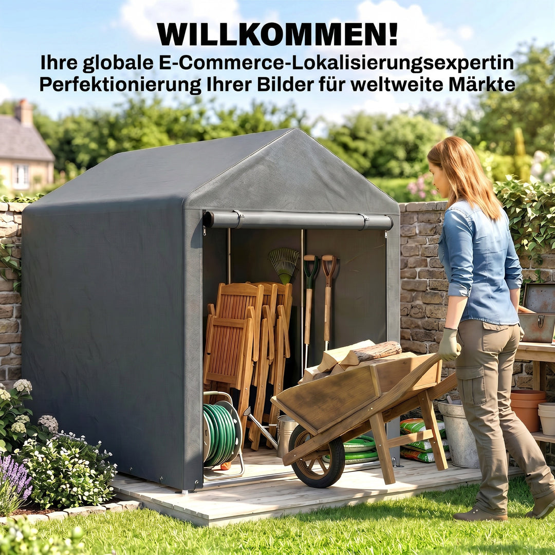 Haveskur, opbevaringstelt, robust og vejrbestandigt, stålramme, 1,2x1,8x1,6m, mørkegrå