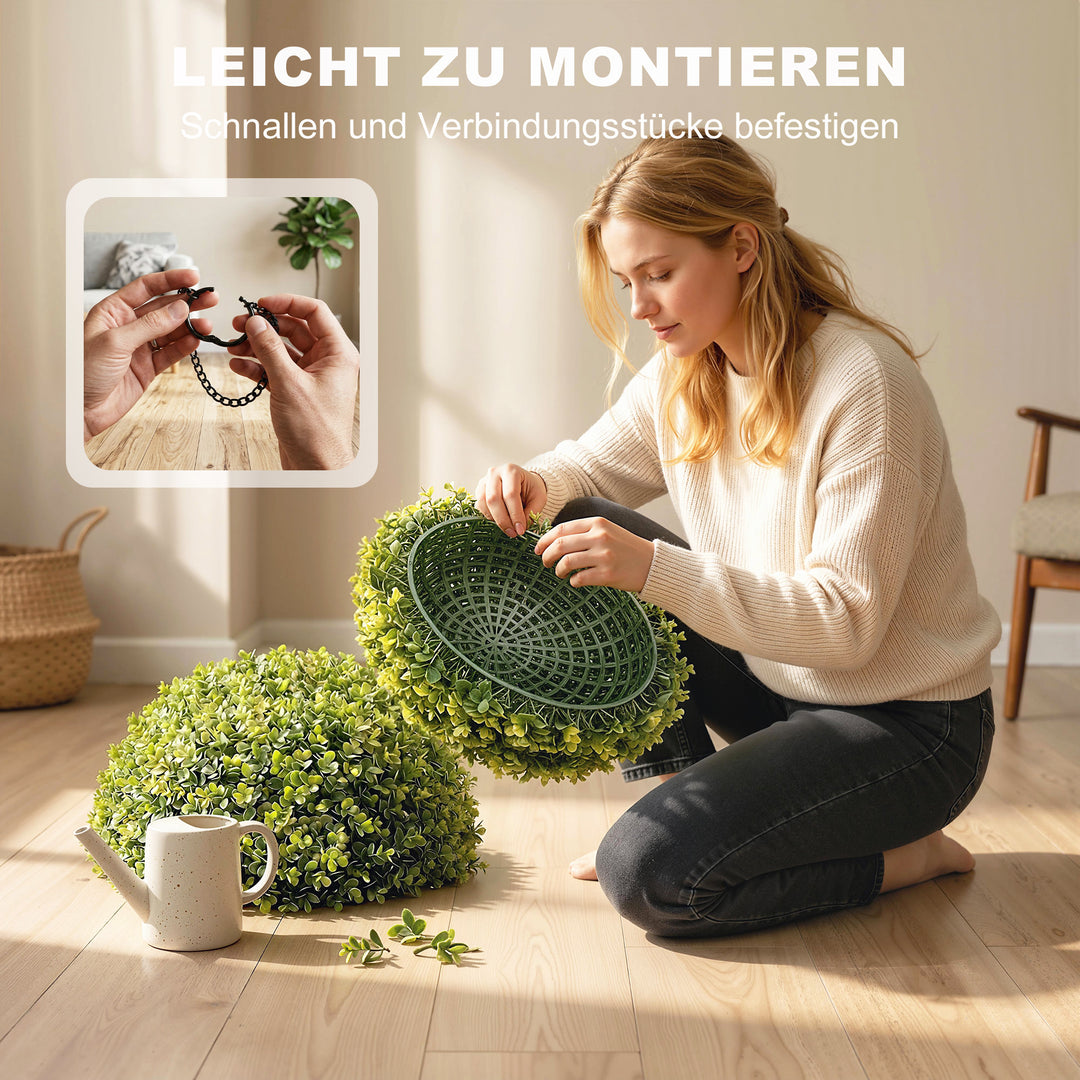 52 cm kunstige eukalyptuskugler i et sæt med 2 stk. UV-bestandige dekorative planter med 1086 blade til indendørs og udendørs brug.