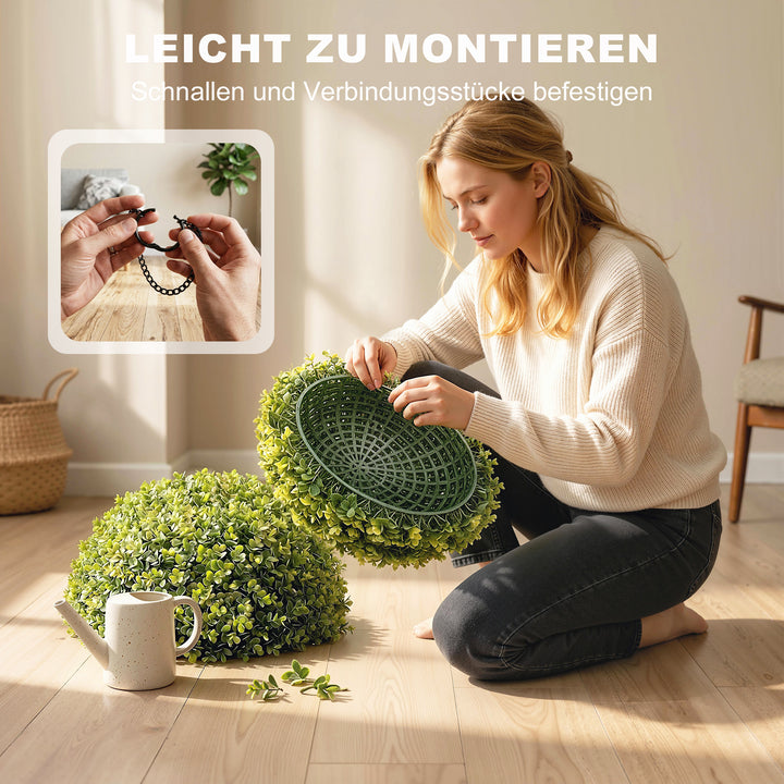 52 cm kunstige eukalyptuskugler i et sæt med 2 stk. UV-bestandige dekorative planter med 1086 blade til indendørs og udendørs brug.