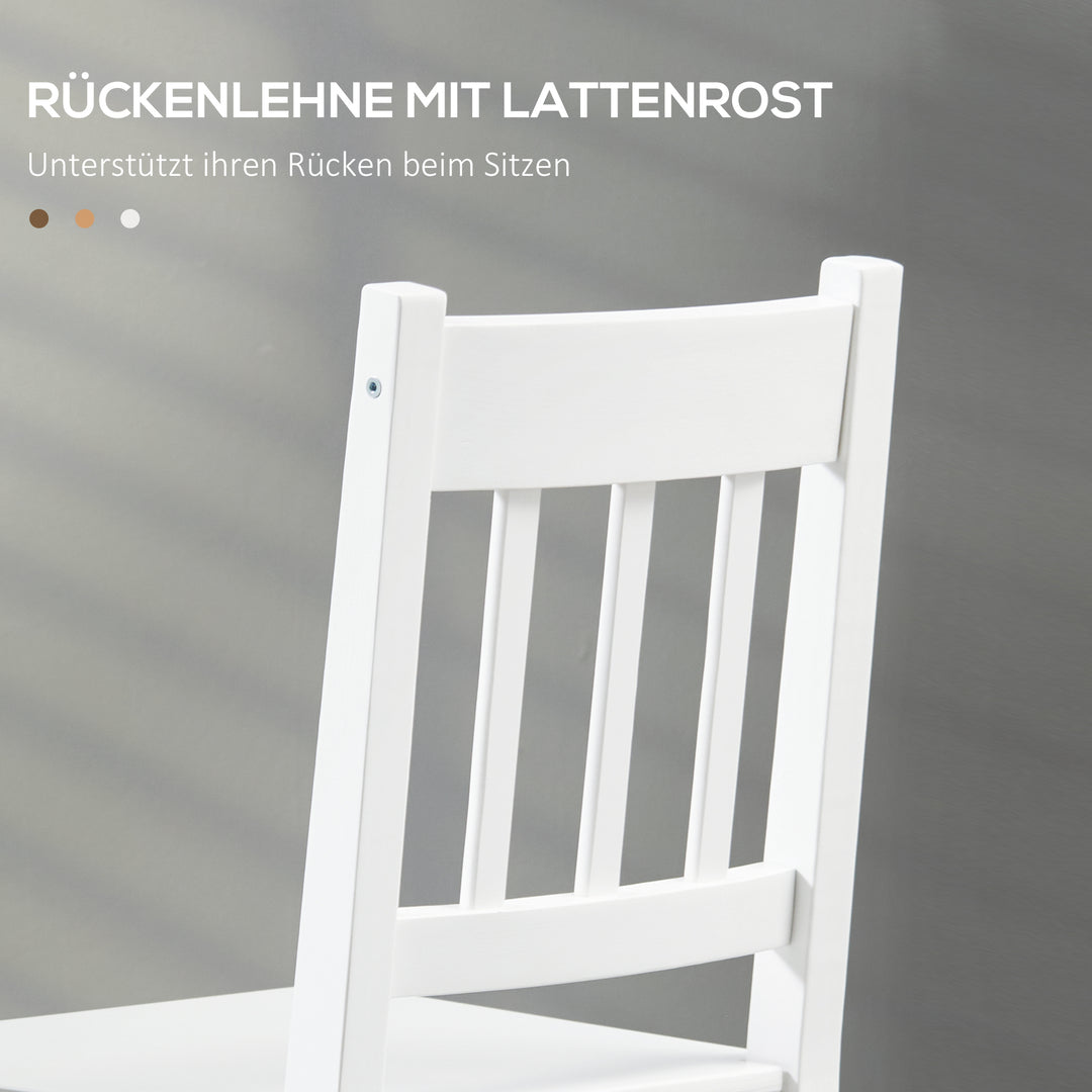 Sæt med 4 spisestuestole/køkkenstole, massivt træ, 41 cm x 46,5 cm x 85,5 cm, hvid