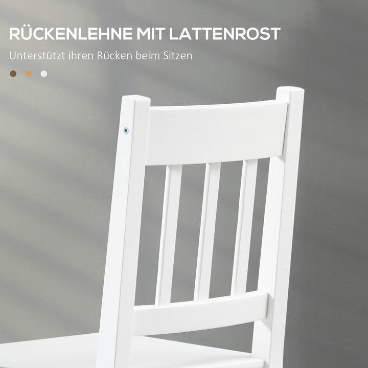 Sæt med 4 spisestuestole/køkkenstole, massivt træ, 41 cm x 46,5 cm x 85,5 cm, hvid