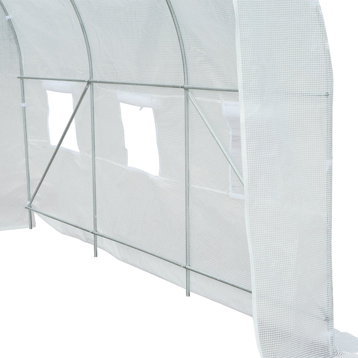 Drivhus 350x200x200cm, polytunneldrivhus, tomathus med dør, vindue, galvaniseret stålpolytunnel, plantetunnel, drivhus inklusive jordankre og reb, havetunnel, hvid
