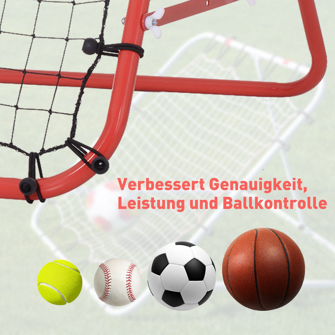 Rebounder til fodbold, rebound wall rebound net, metalrør med pe-stof, kickback rebound wall til baseball basketball, fodboldmål til ungdomstræning 96x80x96cm, rød