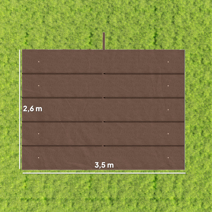 Udskiftningstag til 4 x 3 m pergola, udtrækkeligt, med drænhuller til regnvand, vejrbestandigt, polyester, 350 x 260 cm Kaffe